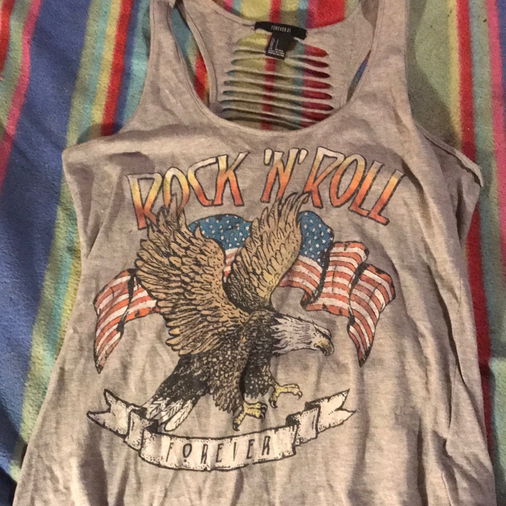 FOREVER 21 “rock & roll forever” cut out back